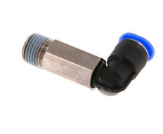 6mm x R1/8'' 90deg Winkel-Steckverschraubung mit Außengewinde Messing/PBT NBR Lange Hülse Drehbares Kompaktdesign [2 Stück]