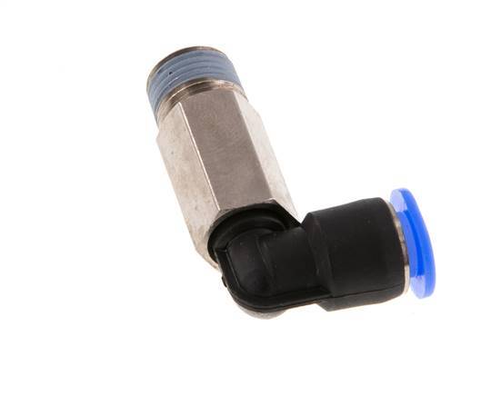 6mm x R1/8'' 90deg Winkel-Steckverschraubung mit Außengewinde Messing/PBT NBR Lange Hülse Drehbares Kompaktdesign [2 Stück]
