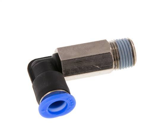 6mm x R1/8'' 90deg Elbow Push-in Fitting with Male Threads Brass/PBT NBR Long Sleeve Rotatable Compact Design [2 Pieces]