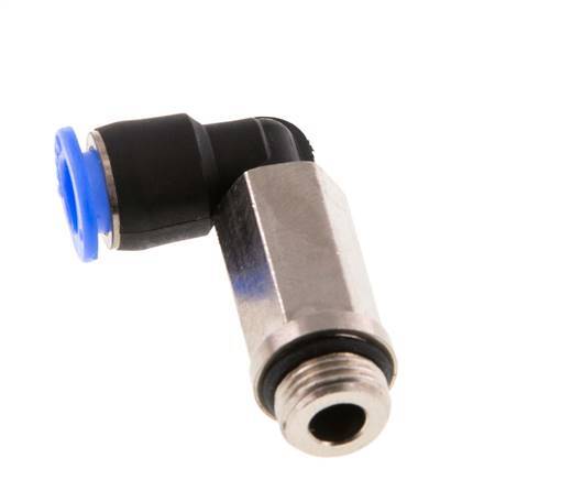 6mm x G1/8'' 90deg Winkel-Steckverschraubung mit Außengewinde Messing/PBT NBR Lange Hülse Drehbares Kompaktdesign [2 Stück]