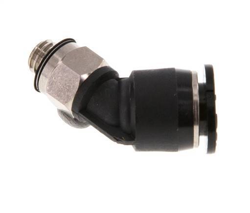 6mm x M 5 45deg Elbow Push-in Fitting with Male Threads Brass/PBT NBR Compact Design
