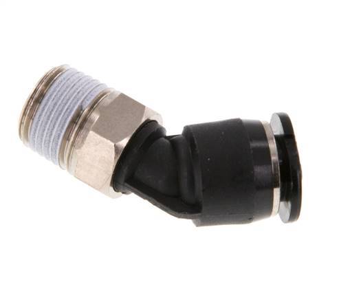 6mm x R1/8'' 45deg Elbow Push-in Fitting with Male Threads Brass/PBT NBR Compact Design
