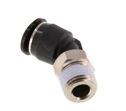6mm x R1/8'' 45° Winkel-Steckverschraubung mit Außengewinde Messing/PBT NBR Kompakte Ausführung