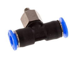 4mm x M 3 Inline Tee Push-in Fitting with Male Threads Steel/PBT NBR Rotatable Compact Design [2 Pieces]