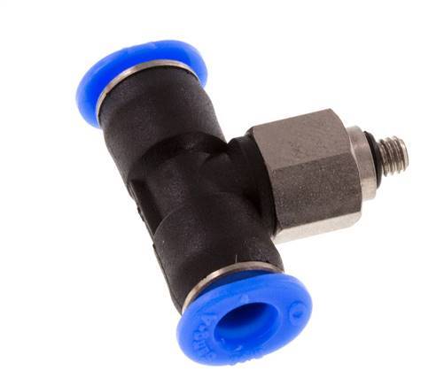 4mm x M 3 Inline Tee Push-in Fitting with Male Threads Steel/PBT NBR Rotatable Compact Design [2 Pieces]