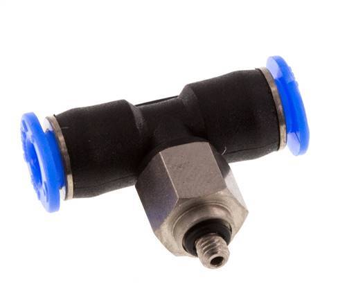 4mm x M 3 Inline T-Stück Steckverschraubung mit Außengewinde Stahl/PBT NBR Drehbares Kompaktdesign [2 Stück]