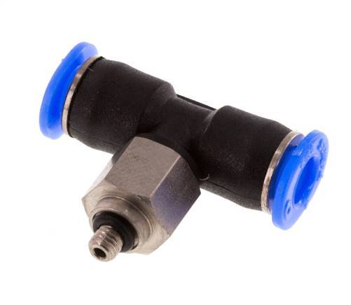 4mm x M 3 Inline T-Stück Steckverschraubung mit Außengewinde Stahl/PBT NBR Drehbares Kompaktdesign [2 Stück]