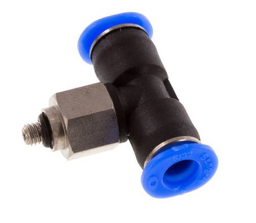 4mm x M 3 Inline T-Stück Steckverschraubung mit Außengewinde Stahl/PBT NBR Drehbares Kompaktdesign [2 Stück]