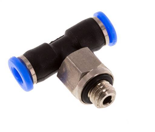 3mm x M 5 Inline T-Stück Steckverschraubung mit Außengewinde Messing/PBT NBR Drehbares Kompaktdesign [2 Stück]