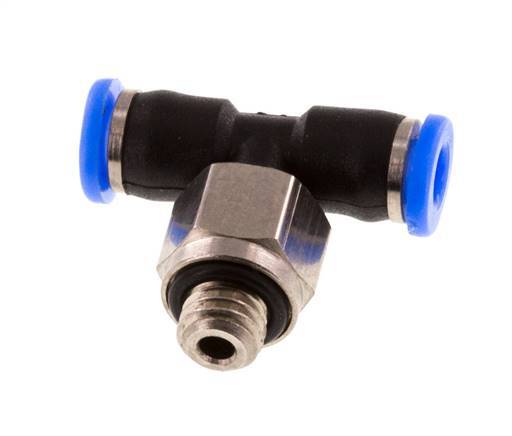 3mm x M 5 Inline T-Stück Steckverschraubung mit Außengewinde Messing/PBT NBR Drehbares Kompaktdesign [2 Stück]