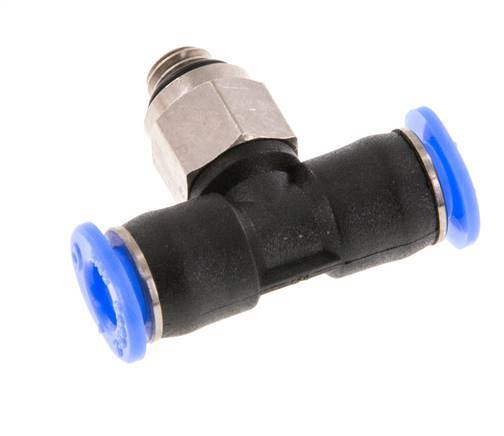 4mm x M 5 Inline T-Stück Steckverschraubung mit Außengewinde Messing/PBT NBR Drehbares Kompaktdesign [2 Stück]