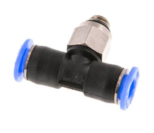 4mm x M 5 Inline T-Stück Steckverschraubung mit Außengewinde Messing/PBT NBR Drehbares Kompaktdesign [2 Stück]