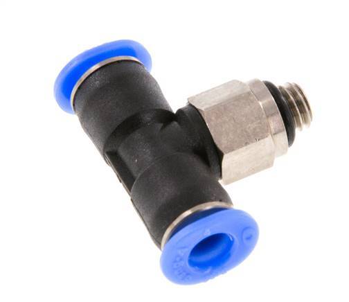 4mm x M 5 Inline T-Stück Steckverschraubung mit Außengewinde Messing/PBT NBR Drehbares Kompaktdesign [2 Stück]