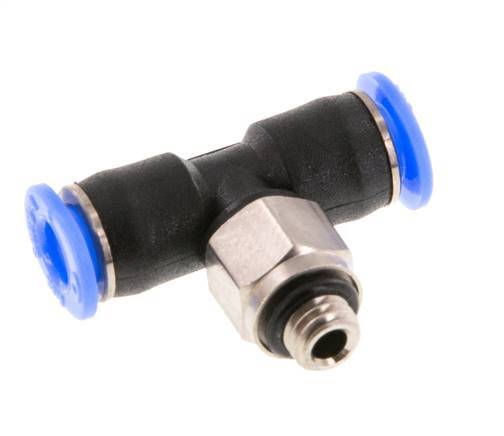 4mm x M 5 Inline T-Stück Steckverschraubung mit Außengewinde Messing/PBT NBR Drehbares Kompaktdesign [2 Stück]