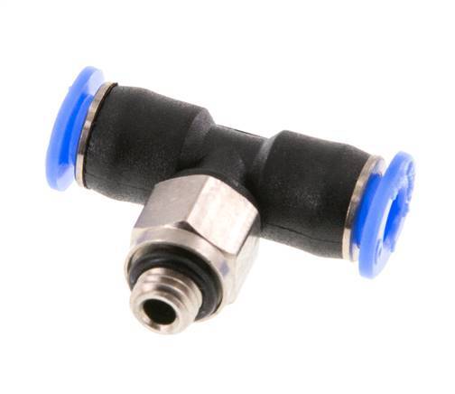 4mm x M 5 Inline T-Stück Steckverschraubung mit Außengewinde Messing/PBT NBR Drehbares Kompaktdesign [2 Stück]