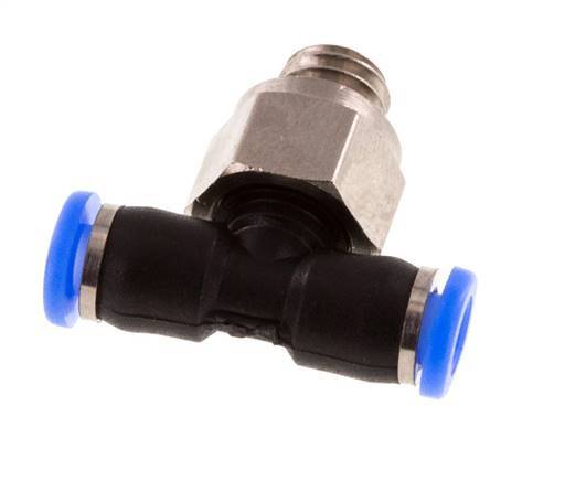 3mm x M 6 Inline T-Stück Steckverschraubung mit Außengewinde Messing/PBT NBR Drehbares Kompaktdesign [2 Stück]