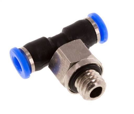 3mm x M 6 Inline T-Stück Steckverschraubung mit Außengewinde Messing/PBT NBR Drehbares Kompaktdesign [2 Stück]