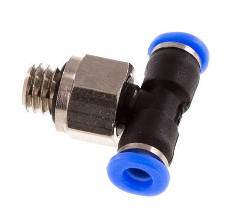 3mm x M 6 Inline T-Stück Steckverschraubung mit Außengewinde Messing/PBT NBR Drehbares Kompaktdesign [2 Stück]
