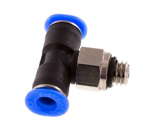 4mm x M 6 Inline T-Stück Steckverschraubung mit Außengewinde Messing/PBT NBR Drehbares Kompaktdesign [2 Stück]