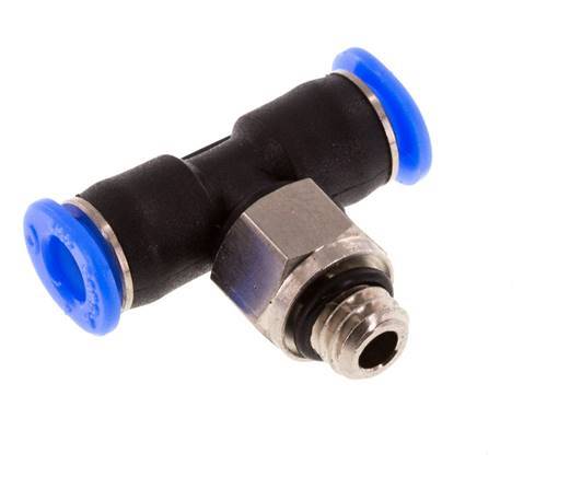 4mm x M 6 Inline T-Stück Steckverschraubung mit Außengewinde Messing/PBT NBR Drehbares Kompaktdesign [2 Stück]