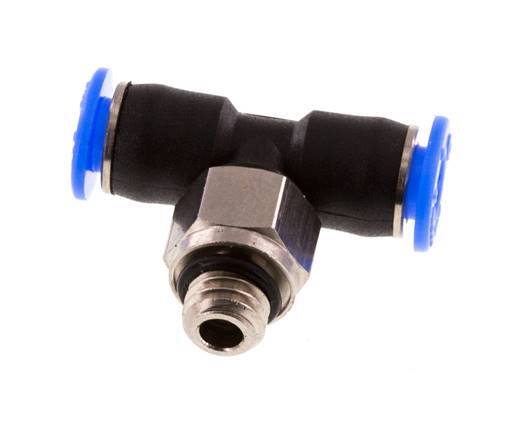 4mm x M 6 Inline T-Stück Steckverschraubung mit Außengewinde Messing/PBT NBR Drehbares Kompaktdesign [2 Stück]