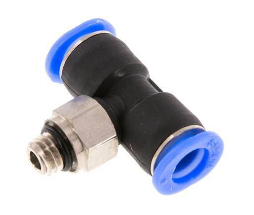 6mm x M 6 Inline T-Stück Steckverschraubung mit Außengewinde Messing/PBT NBR Drehbares Kompaktdesign [2 Stück]