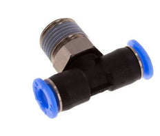4mm x R1/8'' Inline Tee Push-in Fitting with Male Threads Brass/PBT NBR Rotatable Compact Design [2 Pieces]