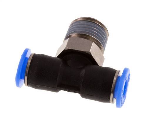 4mm x R1/8'' Inline T-Stück Steckverschraubung mit Außengewinde Messing/PBT NBR Drehbares Kompaktdesign [2 Stück]