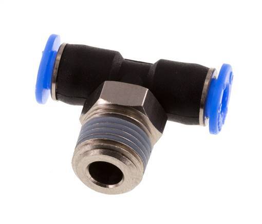 4mm x R1/8'' Inline T-Stück Steckverschraubung mit Außengewinde Messing/PBT NBR Drehbares Kompaktdesign [2 Stück]