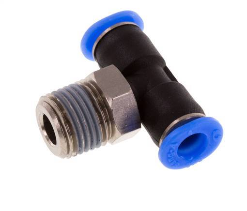 4mm x R1/8'' Inline T-Stück Steckverschraubung mit Außengewinde Messing/PBT NBR Drehbares Kompaktdesign [2 Stück]