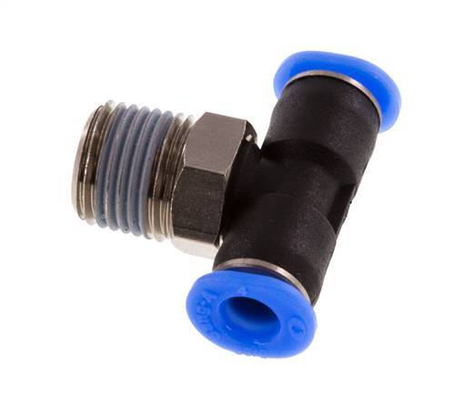 4mm x R1/8'' Inline T-Stück Steckverschraubung mit Außengewinde Messing/PBT NBR Drehbares Kompaktdesign [2 Stück]