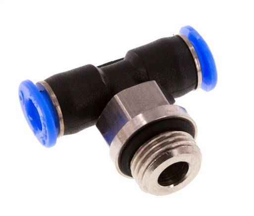 4mm x G1/8'' Inline T-Stück Steckverschraubung mit Außengewinde Messing/PBT NBR Drehbares Kompaktdesign [2 Stück]