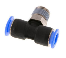 6mm x R1/8'' Inline Tee Push-in Fitting with Male Threads Brass/PBT NBR Rotatable Compact Design [2 Pieces]