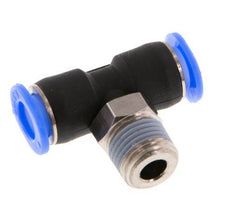 6mm x R1/8'' Inline T-Stück Steckverschraubung mit Außengewinde Messing/PBT NBR Drehbares Kompaktdesign [2 Stück]