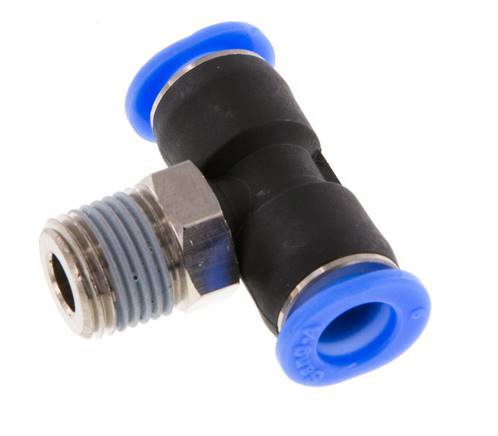 6mm x R1/8'' Inline T-Stück Steckverschraubung mit Außengewinde Messing/PBT NBR Drehbares Kompaktdesign [2 Stück]