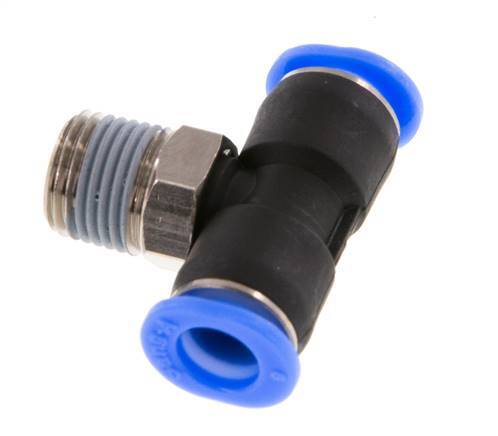 6mm x R1/8'' Inline T-Stück Steckverschraubung mit Außengewinde Messing/PBT NBR Drehbares Kompaktdesign [2 Stück]