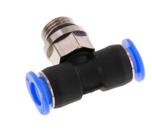 6mm x G1/8'' Inline T-Stück Steckverschraubung mit Außengewinde Messing/PBT NBR Drehbares Kompaktdesign [2 Stück]