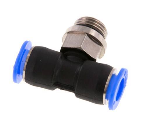 6mm x G1/8'' Inline T-Stück Steckverschraubung mit Außengewinde Messing/PBT NBR Drehbares Kompaktdesign [2 Stück]