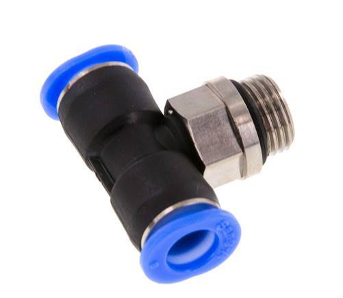 6mm x G1/8'' Inline T-Stück Steckverschraubung mit Außengewinde Messing/PBT NBR Drehbares Kompaktdesign [2 Stück]