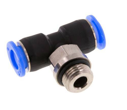 6mm x G1/8'' Inline T-Stück Steckverschraubung mit Außengewinde Messing/PBT NBR Drehbares Kompaktdesign [2 Stück]
