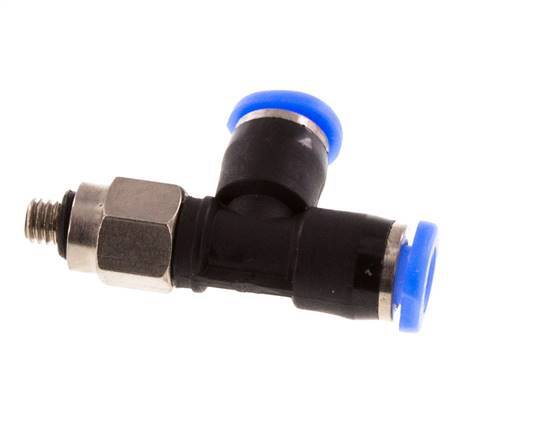 3mm x M 3 rechtwinkliges T-Stück Steckverschraubung mit Außengewinde Stahl/PBT NBR drehbar kompaktes Design [2 Stück]