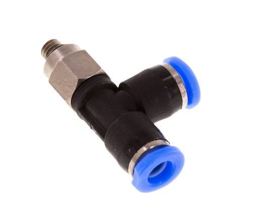 3mm x M 3 rechtwinkliges T-Stück Steckverschraubung mit Außengewinde Stahl/PBT NBR drehbar kompaktes Design [2 Stück]