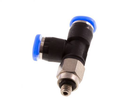 3mm x M 3 rechtwinkliges T-Stück Steckverschraubung mit Außengewinde Stahl/PBT NBR drehbar kompaktes Design [2 Stück]