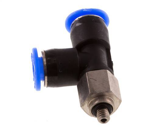 4mm x M 3 rechtwinkliges T-Stück Steckverschraubung mit Außengewinde Stahl/PBT NBR drehbar kompaktes Design [2 Stück]