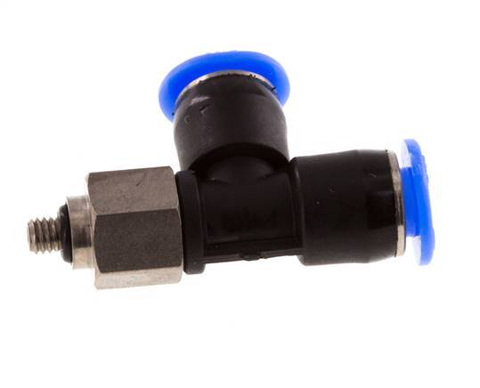 4mm x M 3 rechtwinkliges T-Stück Steckverschraubung mit Außengewinde Stahl/PBT NBR drehbar kompaktes Design [2 Stück]