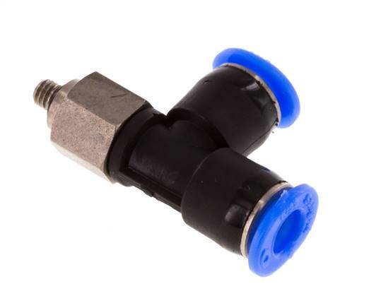4mm x M 3 rechtwinkliges T-Stück Steckverschraubung mit Außengewinde Stahl/PBT NBR drehbar kompaktes Design [2 Stück]