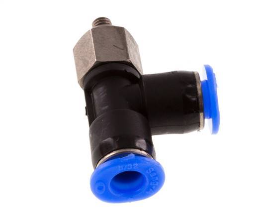 4mm x M 3 rechtwinkliges T-Stück Steckverschraubung mit Außengewinde Stahl/PBT NBR drehbar kompaktes Design [2 Stück]