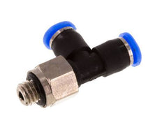 3mm x M 5 rechtwinkliges T-Stück Steckverschraubung mit Außengewinde Messing/PBT NBR drehbar kompaktes Design [2 Stück]