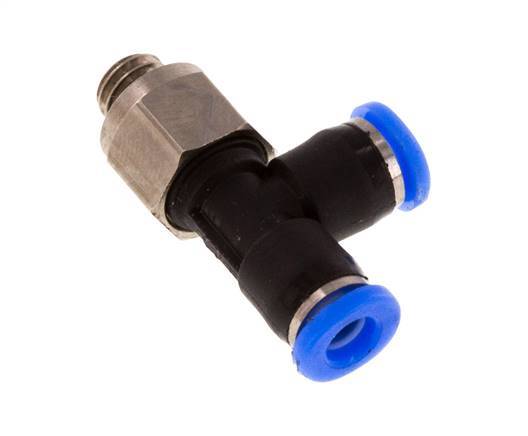 3mm x M 5 rechtwinkliges T-Stück Steckverschraubung mit Außengewinde Messing/PBT NBR drehbar kompaktes Design [2 Stück]