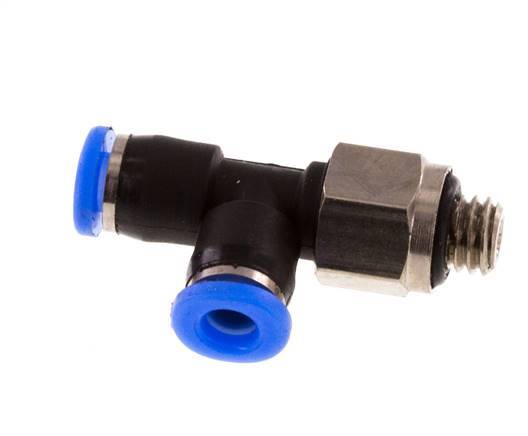 3mm x M 5 rechtwinkliges T-Stück Steckverschraubung mit Außengewinde Messing/PBT NBR drehbar kompaktes Design [2 Stück]
